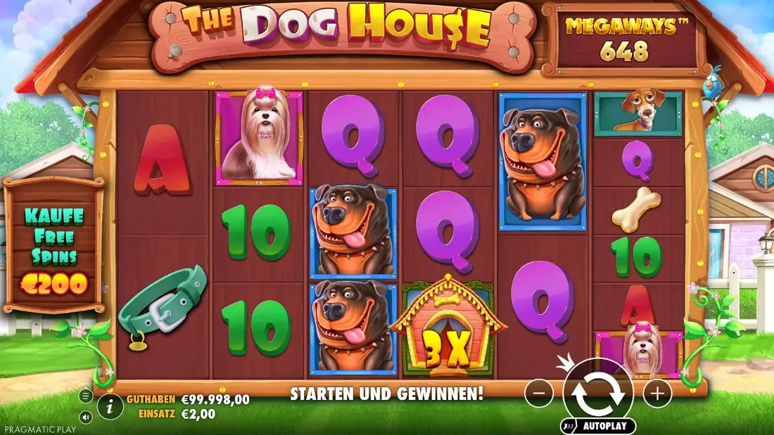 A spin of The Dog House Megaways in the demo